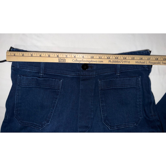 Maeve Anthropologie The Colette Pant 32 Dark Wash Denim Zippers Crop Wide Leg - Picture 7 of 15